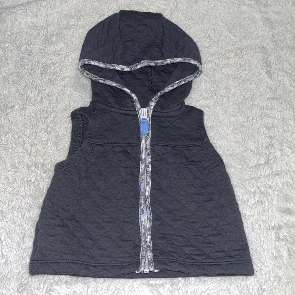 carters gray floral lined hooded vest 3 months baby girl